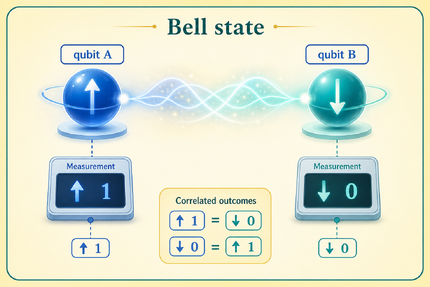 Bell states as correlated two-qubit entangled states used in quantum information.