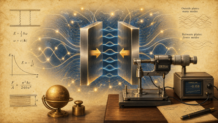 Casimir effect from restricted vacuum modes between parallel plates.