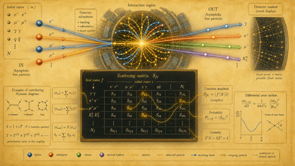 Scattering matrix connecting incoming and outgoing quantum states.