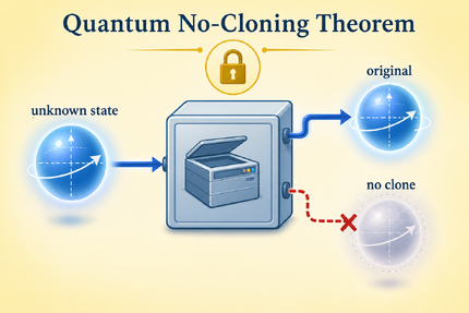 The no-cloning theorem: an unknown quantum state cannot be copied perfectly by a physical operation.