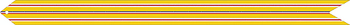 yellow streamer with three red and white stripes